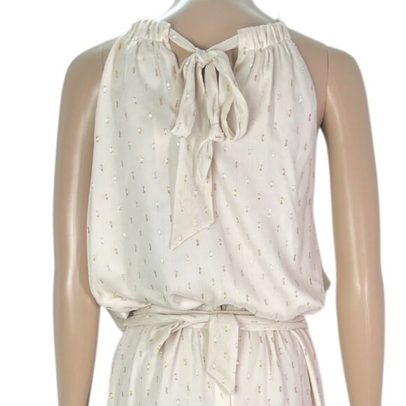 New ModCloth Illuminated Elegance Ivory Metallic Chiffon Maxi Dress - Picture 6 of 12